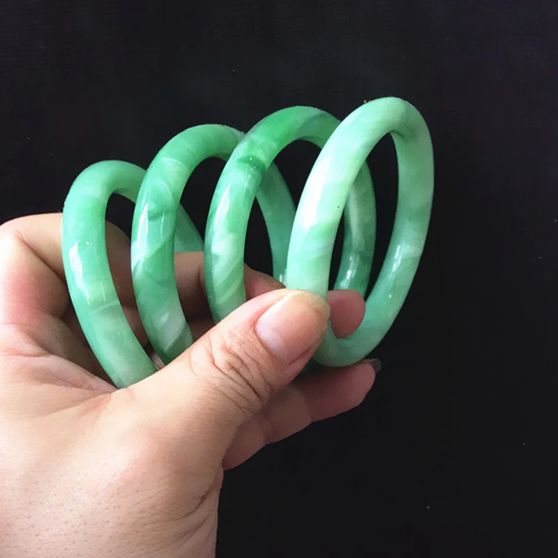 Imitation Jade Bracelet Green Women\'s Vintage Round Bracelet Ladies Jewelry Gift