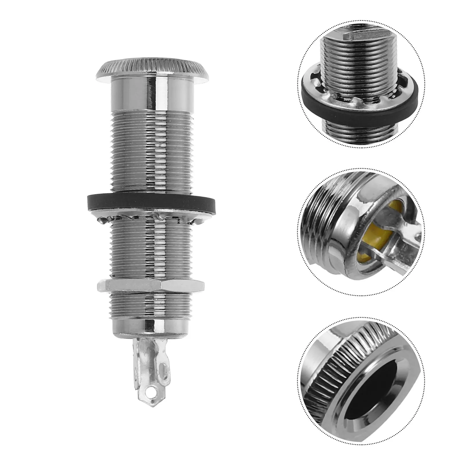 1/4 Inch 6.35Mm Threaded Cylinder Output Stereo Mono Side Mount Bass Replacement Flush Socket 3 Screws Strap Button Compatible