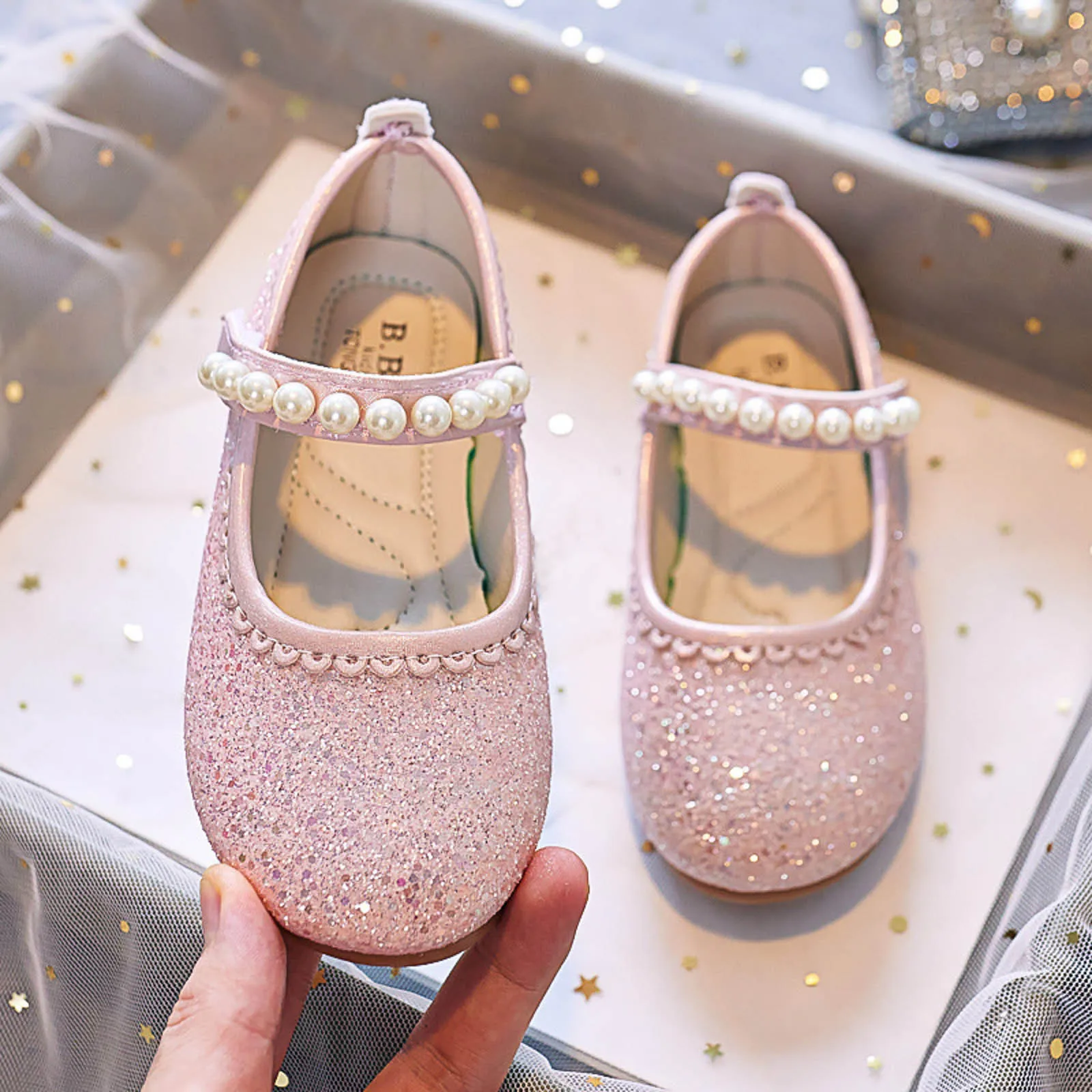 

Children Fashion Girls Mary Janes for Party Wedding Shows 2024 New Pearls Elegant Princess Shoes Chic Kids Non-slip Single Shoes