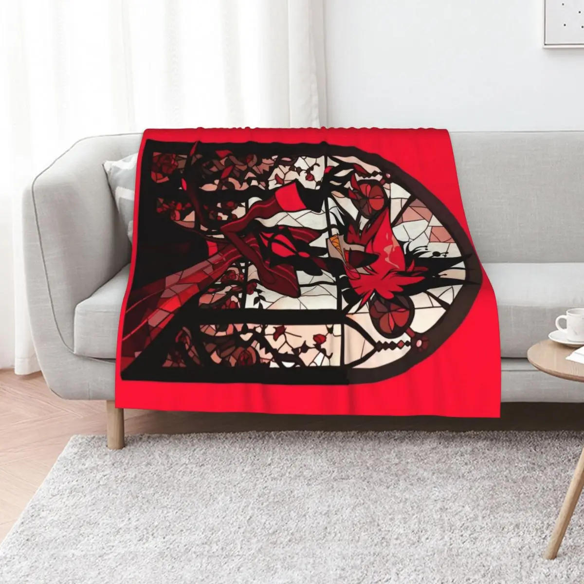 

Stained Glass Alastor Throw Blanket halloween warm winter Bed Fashionable Soft Plush Plaid Blankets