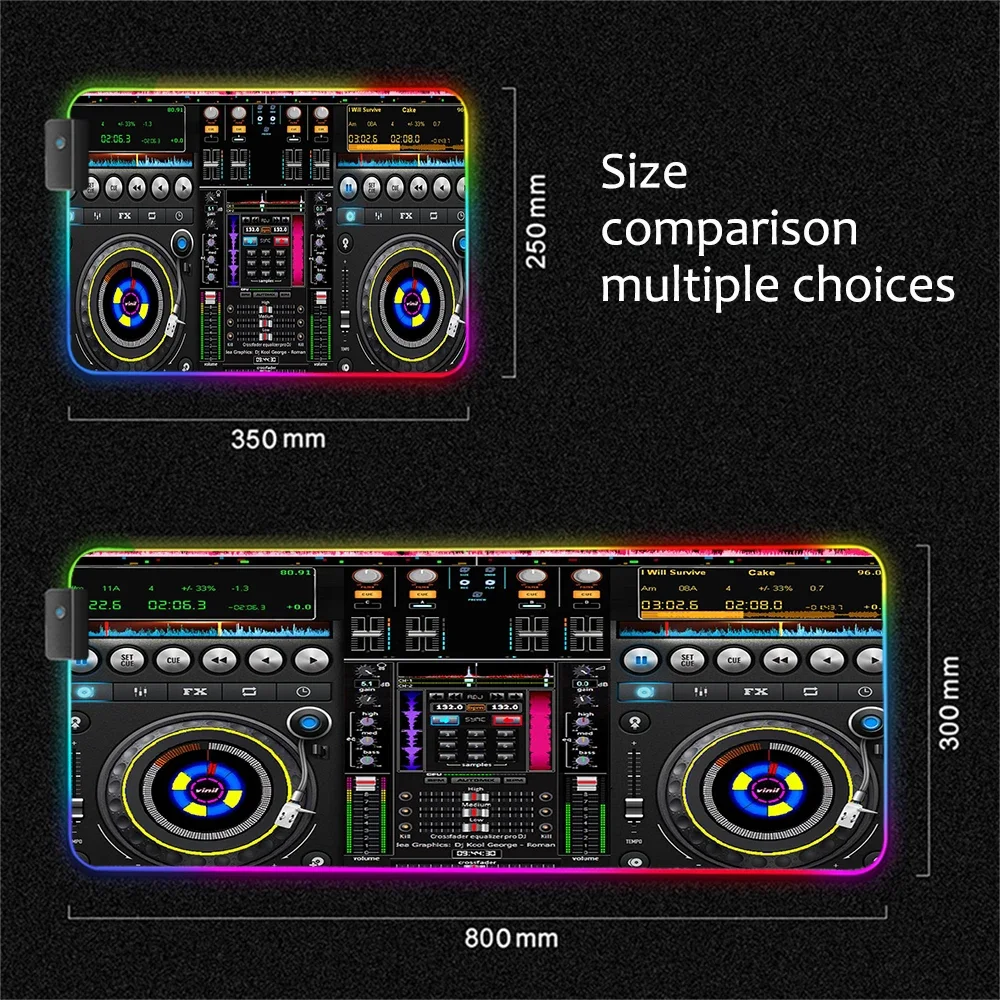 Mairuige لوحة ماوس الألعاب DJ تحكم سرعة RGB كمبيوتر محمول كبير LED لوحة ماوس للكمبيوتر المحمول XXL وسادة الطاولة لوحة المفاتيح حصيرة الماوس