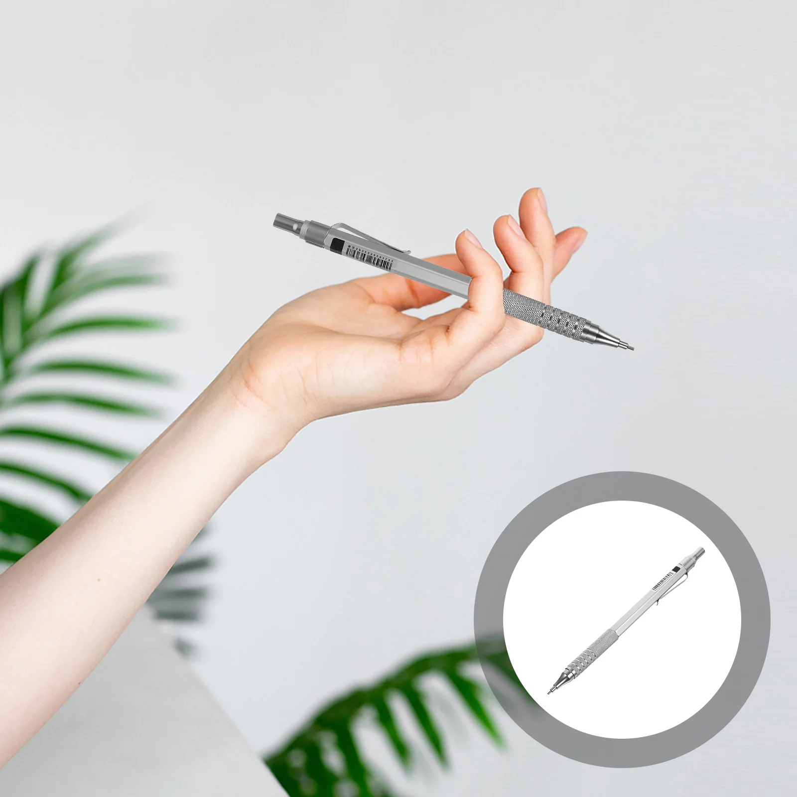 

0.7mm Mechanical Pencil Set Automatic Retractable Writing Drawing Drafting Silver Refillable Leads Mechanical Pencil Set