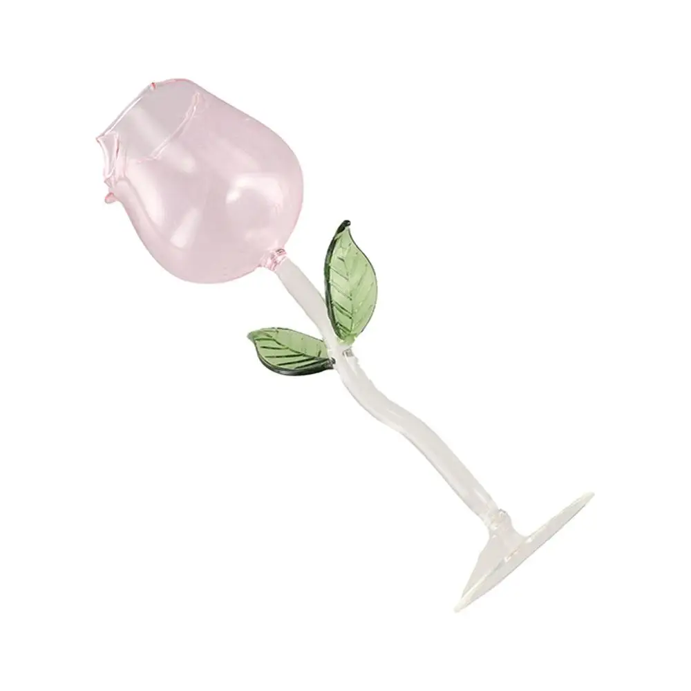 Table Decoration 150/280ml Rose Wine Goblet Transparent Rolled Cup Rim Rose Wine Glass Glassware Cocktail Glasses Cup Bar