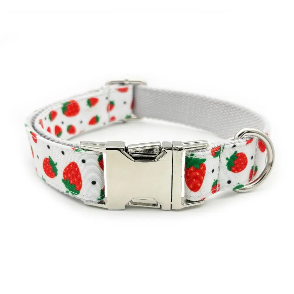 Personalized Dog Collar Customized Pet Collar Free Engraving ID Nameplate Tag Pet Strawberry Puppy Collars Leash