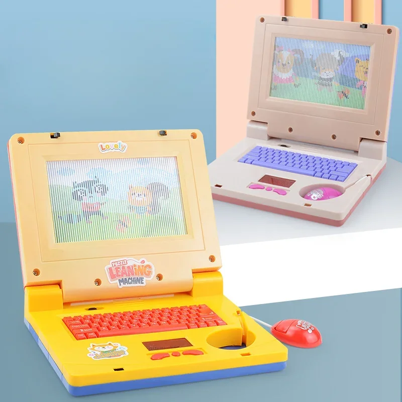 Kleinkind Puzzle Lernmaschine Cartoon Gefälschte Laptop mit Licht Musik Maus Simulation Computer Aufhellung Spielzeug für Kinder Geschenke