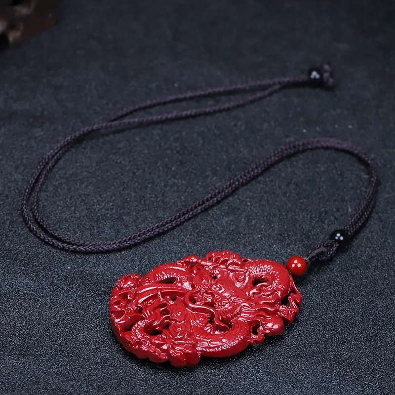 Vermilion Zodiac Dragon Pendant Men's Dragon Brand Necklace