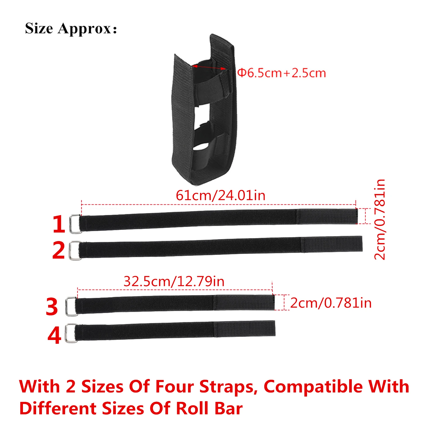 Car Roll Bar Fire Extinguisher Holder Bandage Organizer Belt Mount Strap for Jeep Wrangler TJ JK JL JT 4XE 1997-2024 Accessories