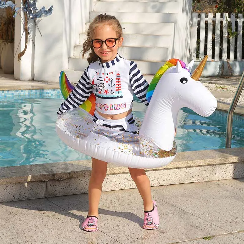 

New Children's Cute Sequin Unicorn Swimming Ring Thickened PVC Inflatable Swimming Ring Children Summer Water Play Toys