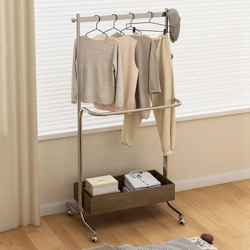 

Ancient Style Moving Floor Hanger Living Room Stainless Steel Hangers Light Luxury Modern Coat Rack Perchero Storage Furniture