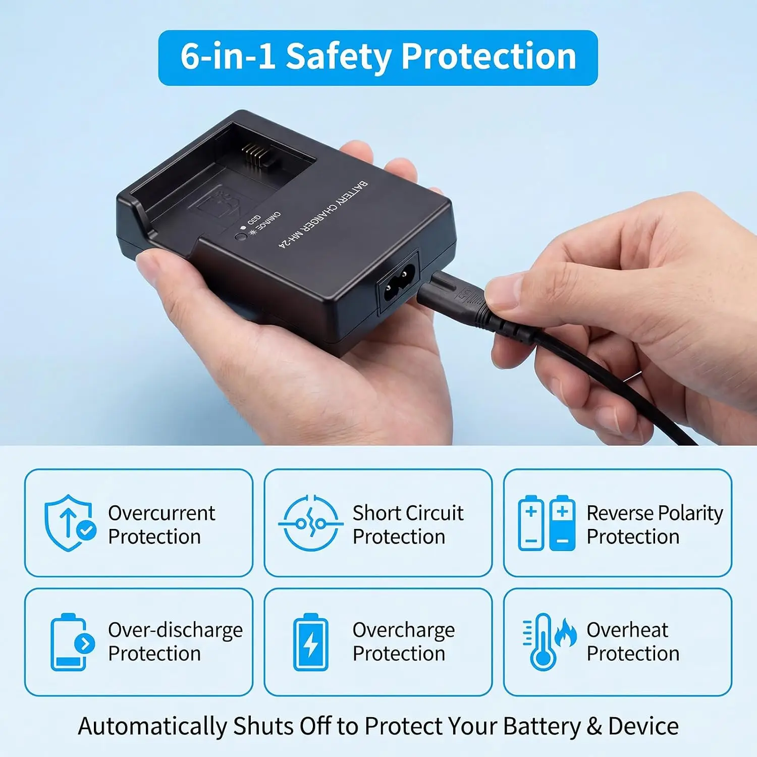 MH-24 Camera Charger Compatible with EN-EL14 EN-EL14A Battery for Nikon P7000 P7100 D3100 D5100 D3200 Camera with US/EU Cable