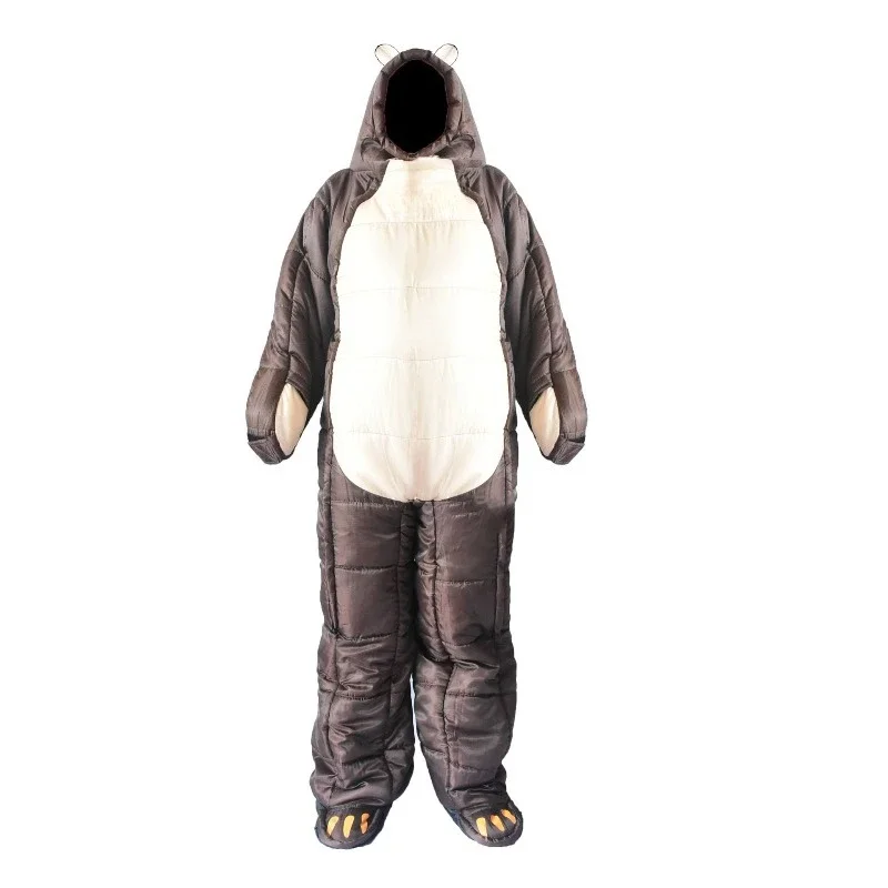 Bear-shaped camping winter outdoor warm sleeping bag, temporary rest human-shaped sleeping bag