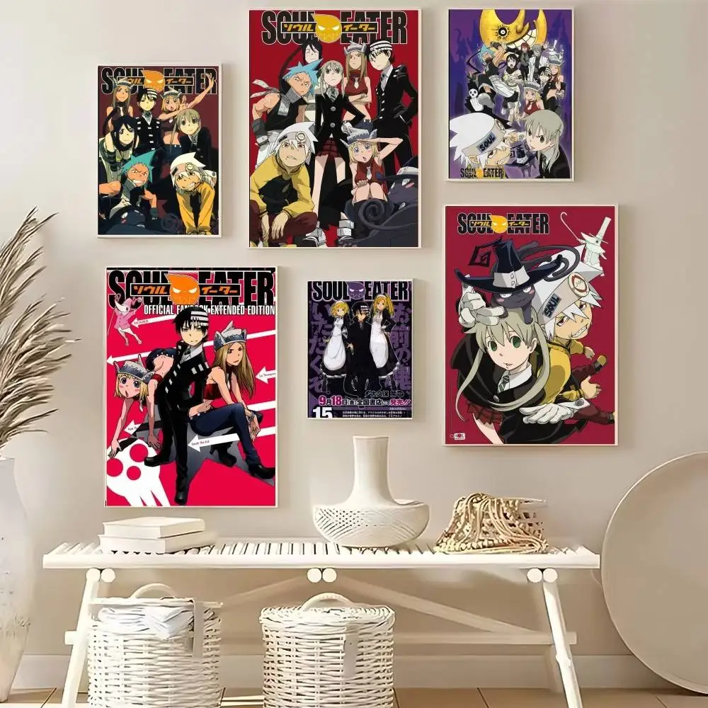Popular Japanese Anime S-Soul Eater Poster High Quality Dorm Living Room Aesthetic Wall Decoration Painting Stickers Gift