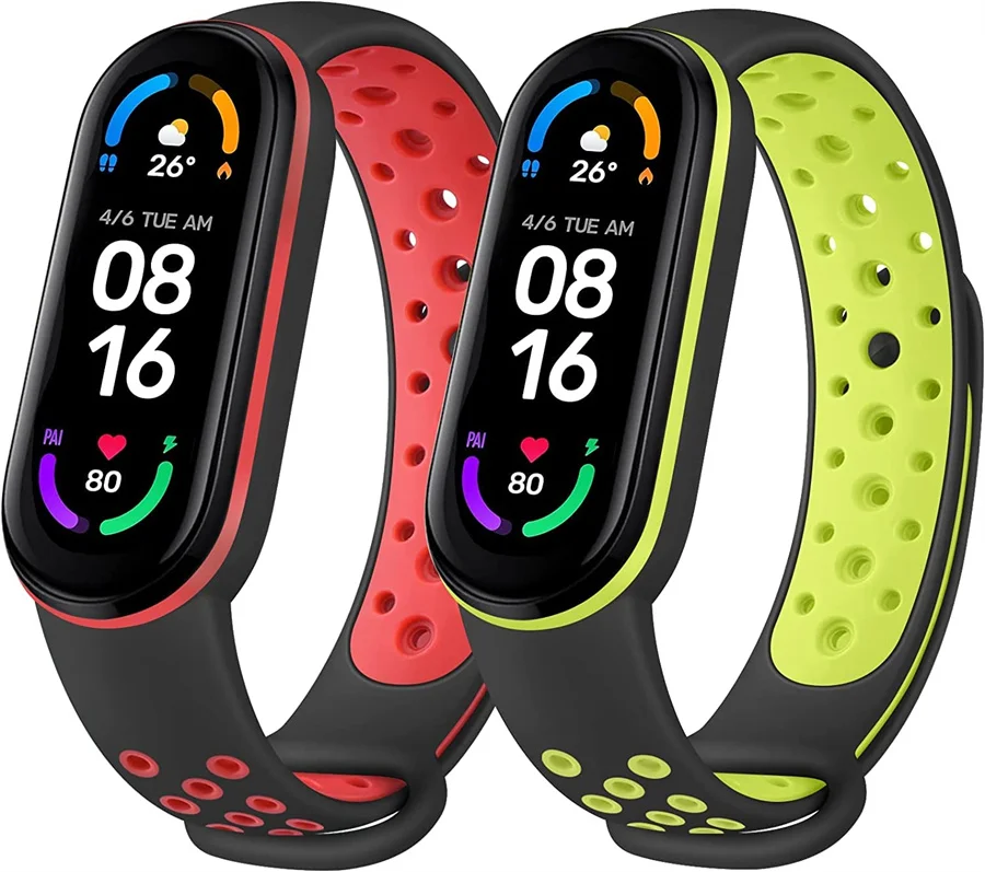 Gelang Jam Olahraga untuk Xiaomi Mi Band 7 Jam Tangan Pintar NFC Correa Miband7 Gelang Pergelangan Tangan Lubang Udara Silikon Pada Mi Band 6 5 4 3 7 8 Tali
