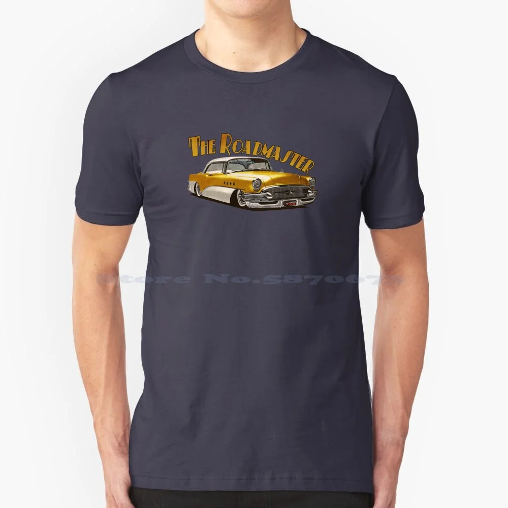 1955 Roadmaster-Yellow 2 T Shirt 100% Cotton Tee Custom Automobile Automotive Gm 50s 1955 Muscle Lowered Motorcar