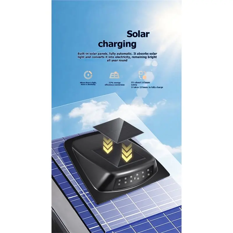 New Arrivals-Solar Car Warning Light Anti-Rear-End Flashing LED Roof Lamp With Remote Shock Sensor