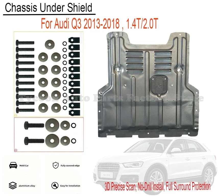 Engine Underbody Skid Plate Shockproof Chassis Protector Fit Audi Q3 2013-2018 1.4T 2.0T Wear Resistant Bottom Shield