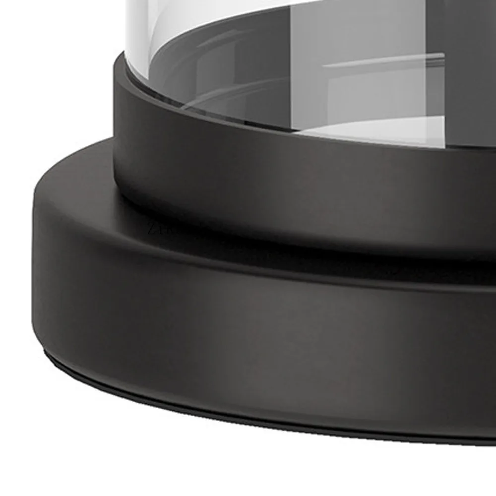 **13-Inch black metal desk lamp, transparent cylindrical lampshade, touch dimming 5w bedroom office desk lamp