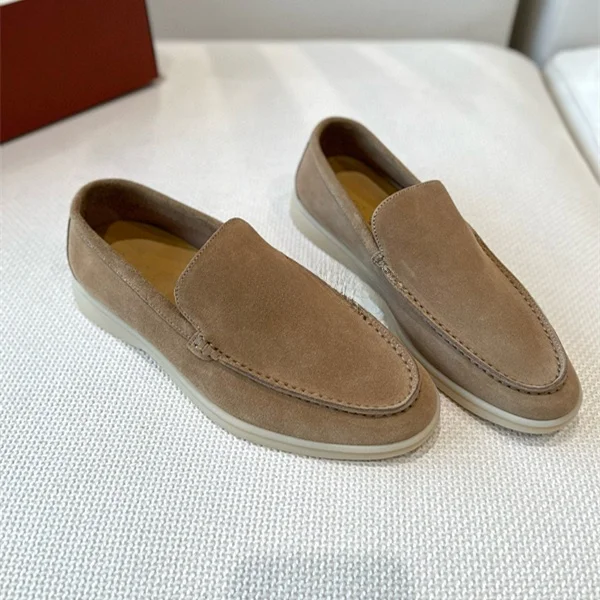 

Men's Casual Leather Slip-On Driving oes Flat Bot Comfortable Busin New Sle 2025 Faion Loers Breathable round Toe