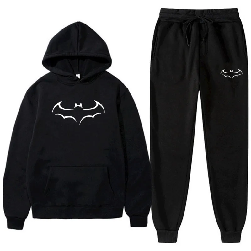 Casual And Fashionable Bat Print Men's And Women's Sportswear+sweatpants Set, Sportswear Autumn Hoodie, Sports Running Set