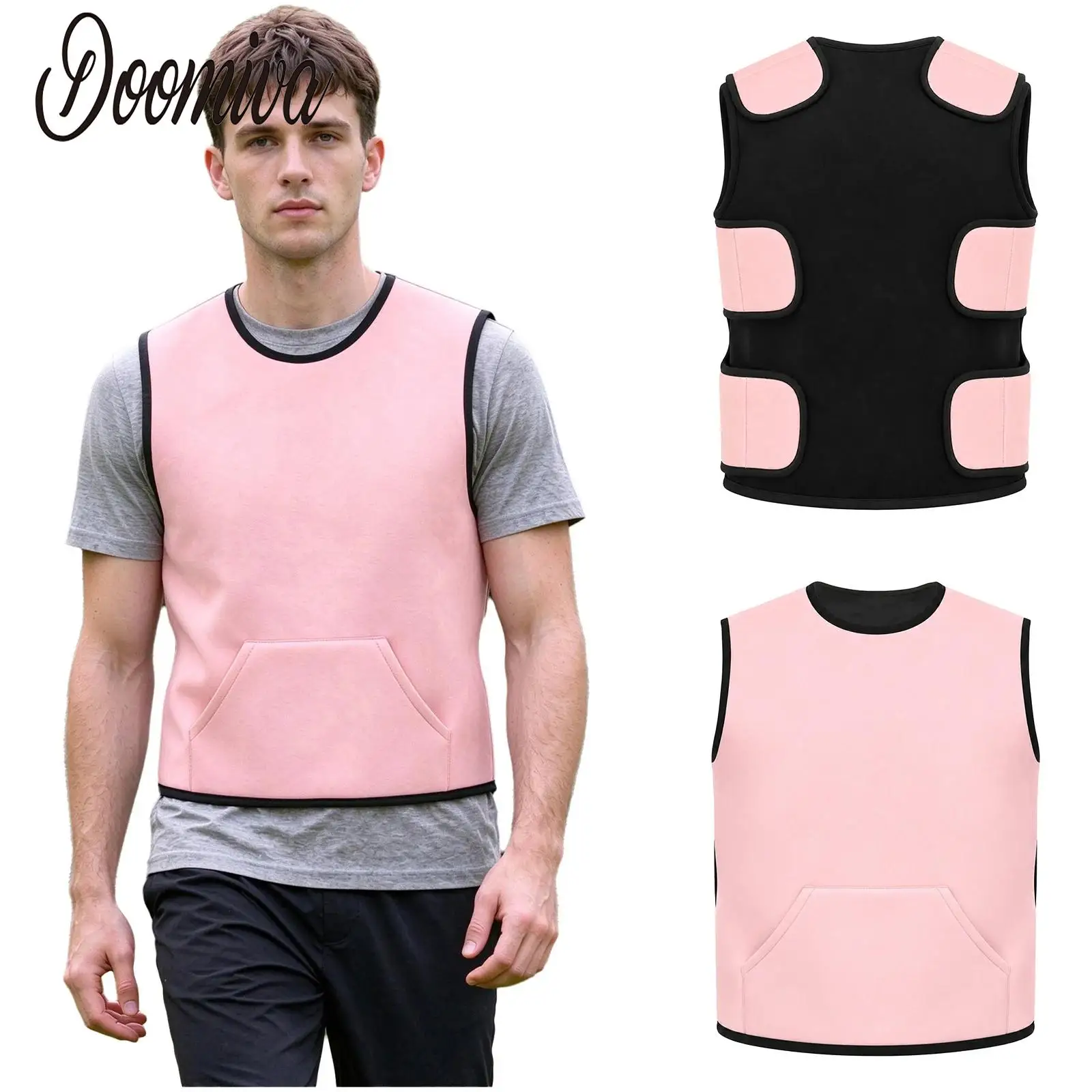 Men Women Adult Adaptive Clothing Outfit with Adjustable Hook-and-loop Closure Compression Vest Sleeveless Waistcoat with Pocket