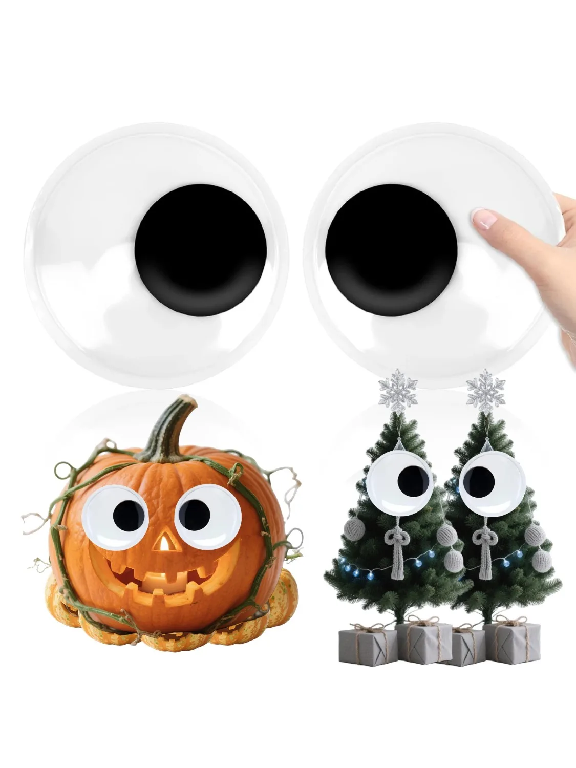 Grands yeux Googly géants avec auto-adhésifs, yeux Googly noirs et blancs pour bricolage artisanat décoration de noël 2/24 pièces