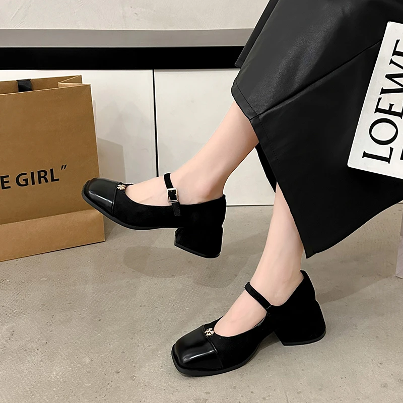 2024 New Spring Elegant Fairy Style Letter Pattern Designer Women Shoes Fashion Dress Party Thick Bottom Slope Ladies High Heels image 5
