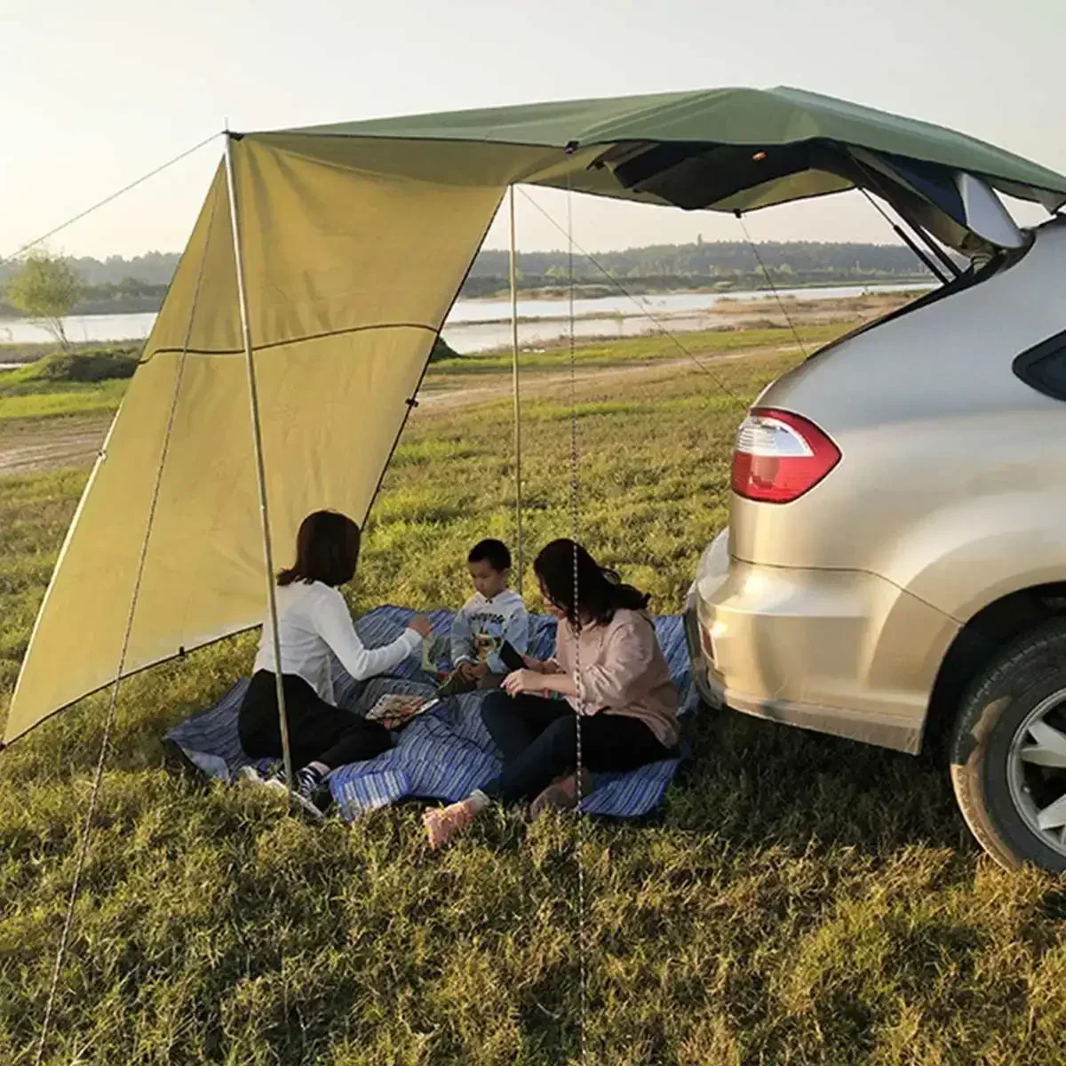 5Color 400x220cm Portable Car Side Awning Waterproof Tarp Tent Outdoor Camping Sun Shelter Canopy Car Roof Top Tent