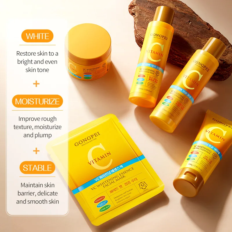 Máscara Facial Clareadora de Vitamina C GONGPEI, Creme Hidratante Anti-Envelhecimento, Loção Facial, Sérum, Tônico para Cuidados com a Pele