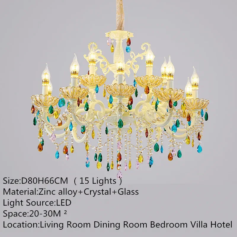 Contemporary Colour Crystal Pendent Lamp European Luxury Living Room Restaurant Bedroom Girl's Room