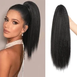 Yaki Synthetic Straight Claw Clip Ponytail Extension for Women, 12 Inch, Easy to Wear, Fluffy Black Ponytail Accessory