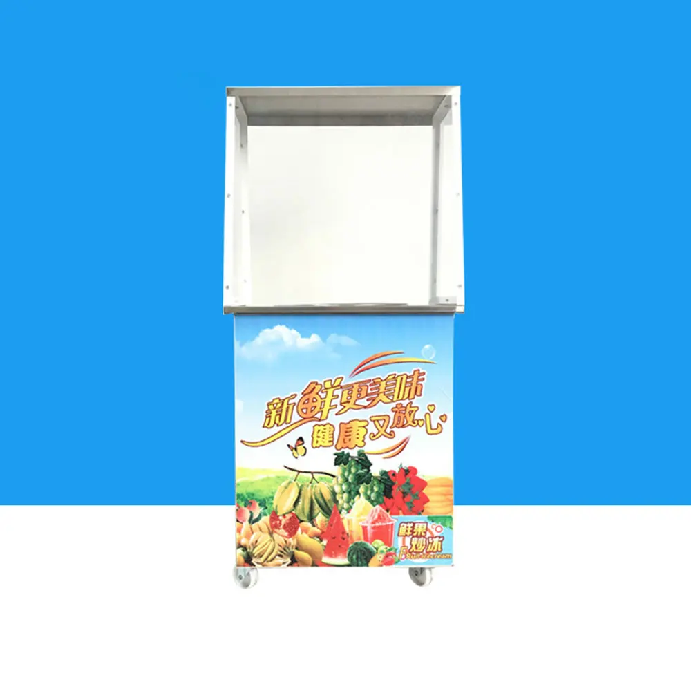 Mesin Gulungan Es Krim Goreng Komersial 1050W 52X54 Cm Panci Persegi Tunggal Pembuat Bubur Es Krim Rumah Baja Tahan Karat