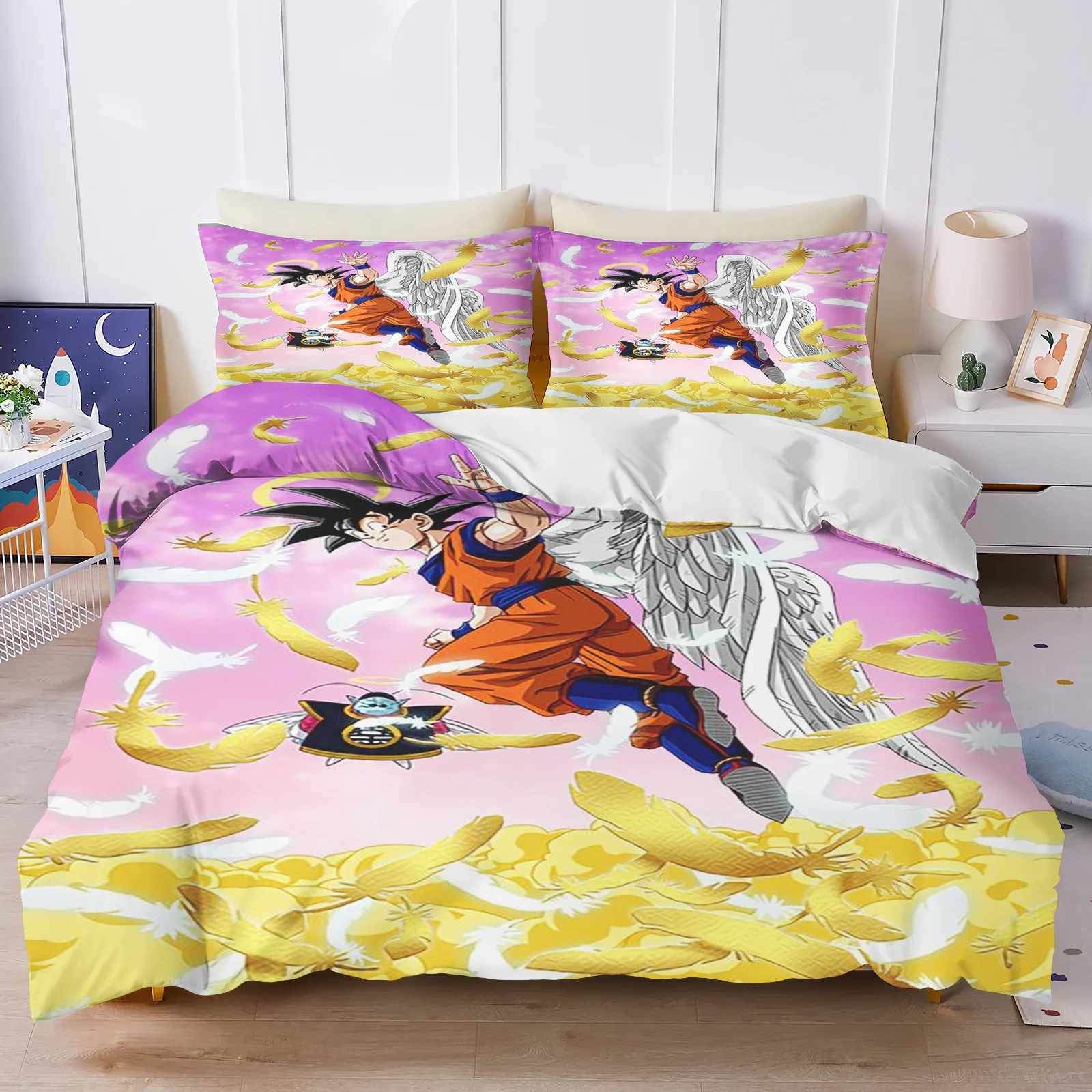 Bedroom DRAGON BALL Printed Bedding Set Cute Cartoon Quilt Cover Duvet Cover Comforter Sets King Size 100% Polyeste Christmas