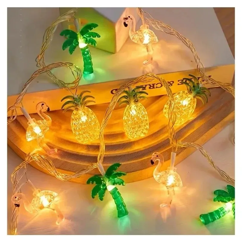 Battery Powered Flamingo Pineapple LED String Lights Tropical Palm Tree Fairy Lights for Patio Garden Room Party Decoration
