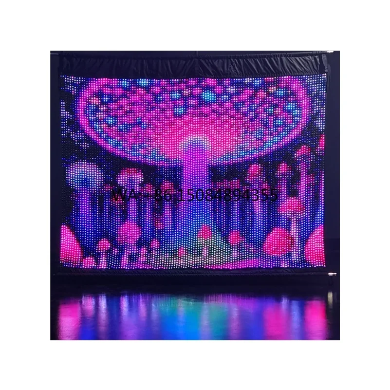 Pantalla LED Transparente Plegable para Espectáculos de Drones P1.2/P1.5, Pantalla de Malla LED, Alfombra Mágica LED, Pantalla Holográfica Voladora