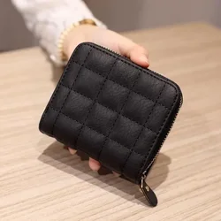 Women Short Wallets PU Leather Female Plaid Purses Nubuck Card Holder Wallet Student Small Zipper Woman Wallet Coin Purse