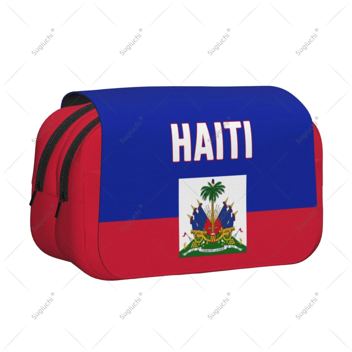 Pencil Case Scissors Bags 3D Haiti Flag Double-layer Oxford Cloth Stationery Storage Pen Box Case