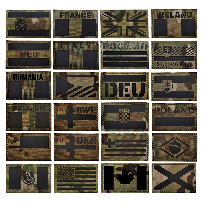 European national Flag patches reflective fabric camouflage armband Tactical armband Badge hook Cloth Sticker Emblem Applique