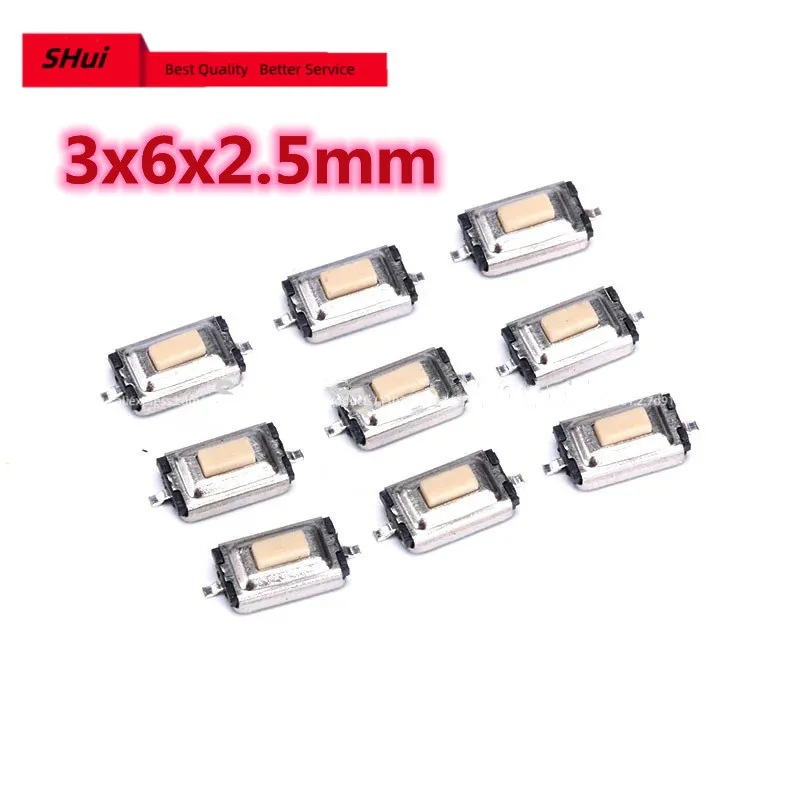 100PCS 3*6*2.5mm Microswitch 3x6x2.5mm SMD 2Pin Tactile Push Button Switch Tact Touch Micro switch White Red