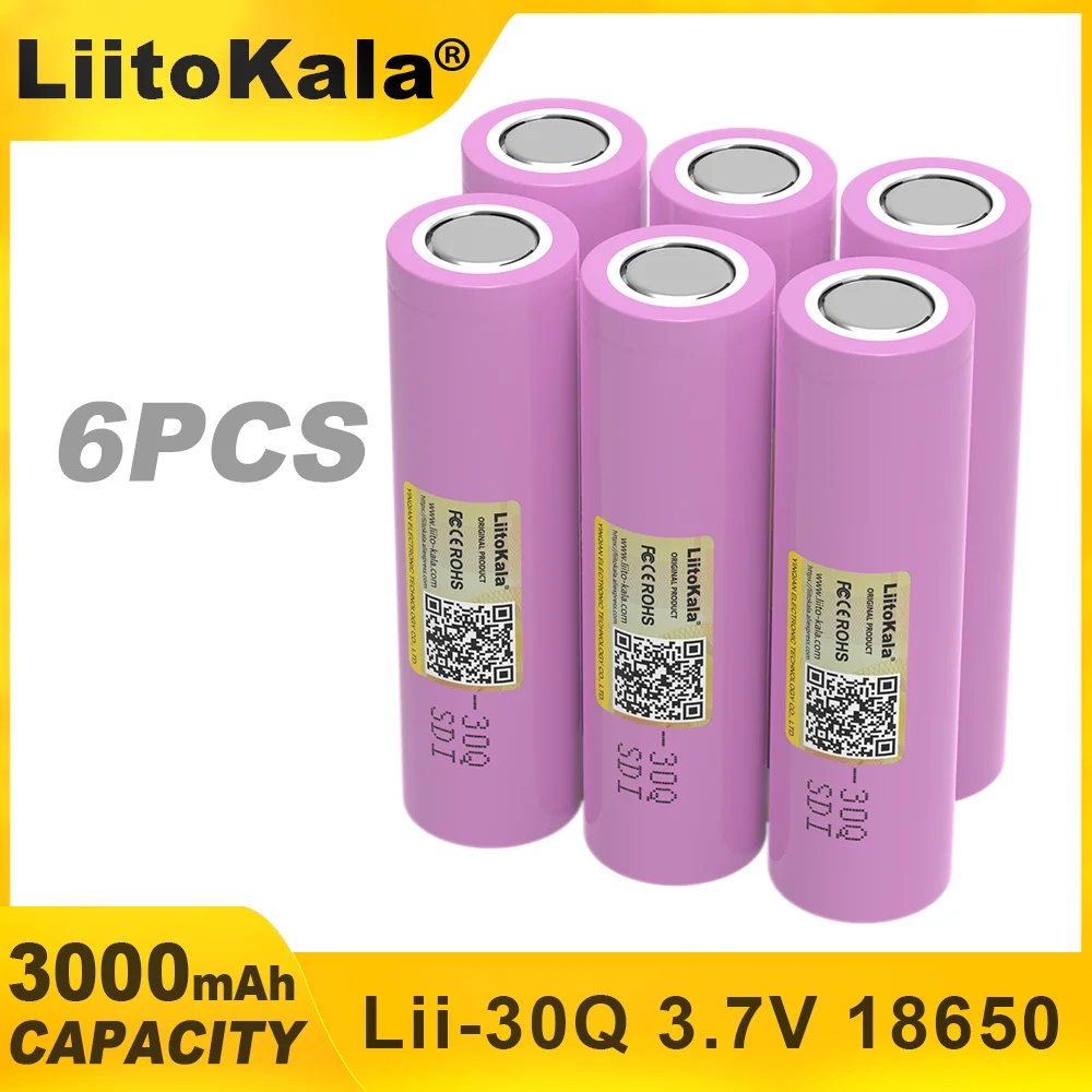 1-9PCS LiitoKala Lii-30Q 3.7V 18650 3000mAh Li-ion Rechargeable Battery For Flashlight Power Tools