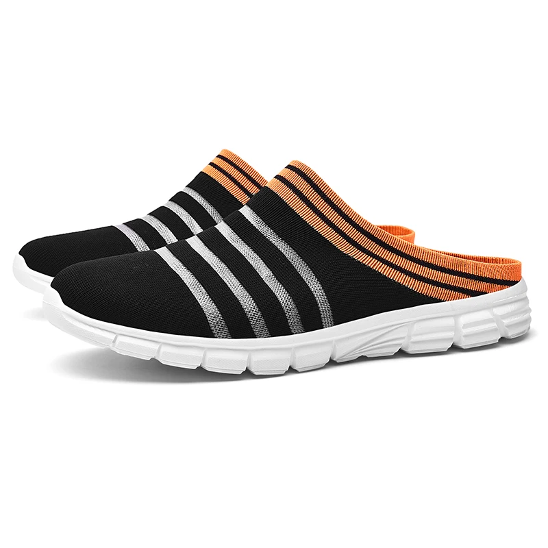 

Летние вязаные полуботинки для мужчин, повседневная обувь, удобные дышащие мужские тапочки, легкие уличные слипоны, женские кроссовки