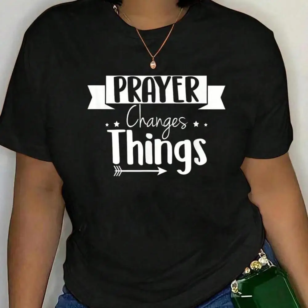 100_ Cotton Prayer Changes Things Scripture Christian Religious T-Shirt Men s Women s Soft Breathable Tee Classic Fashion Summer Tops Printing Sh