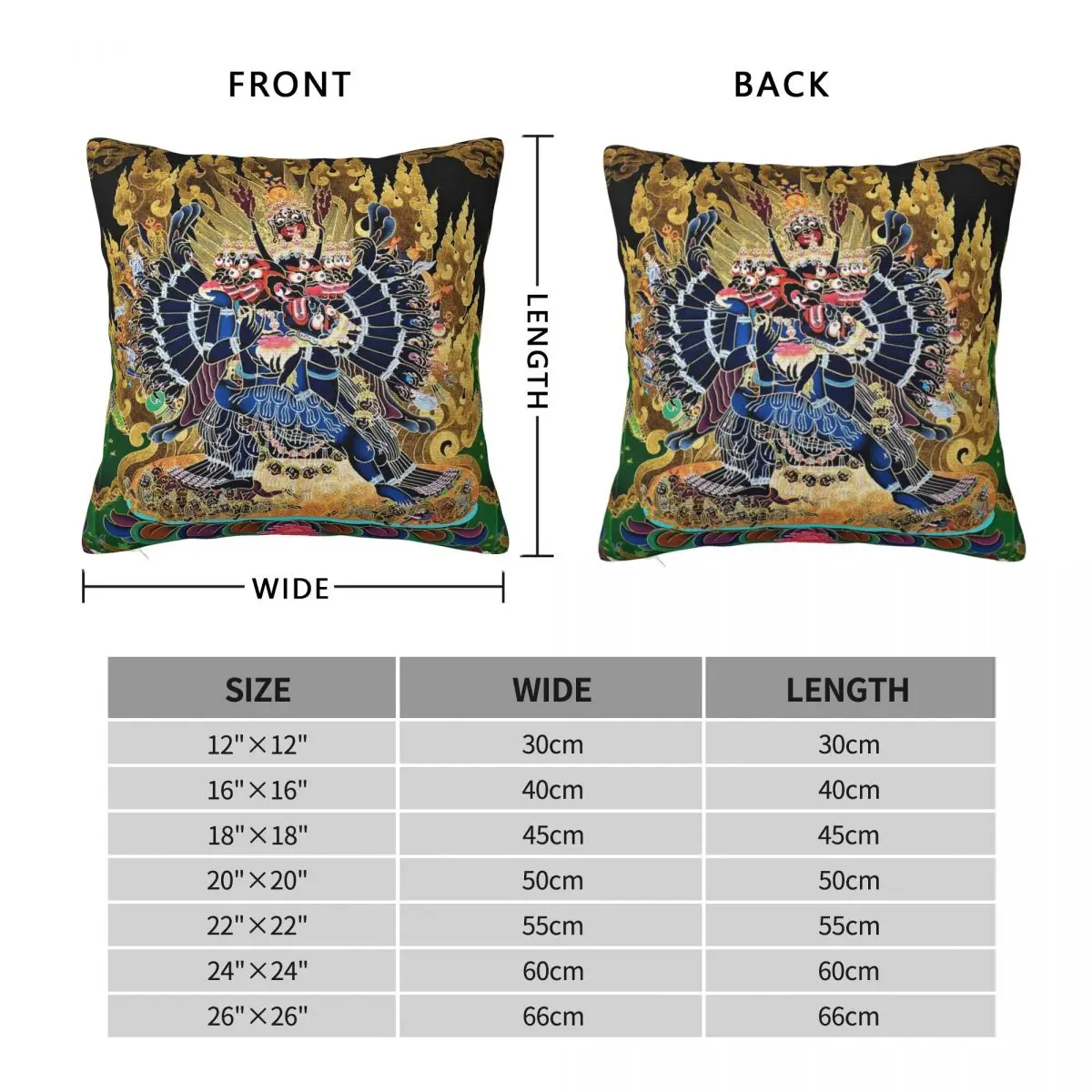 Vajrabhairava Tantric Buddhist Deity Square Pillowcase Polyester Linen Velvet Printed Decor Pillow Case Sofa Seater Cushion Case