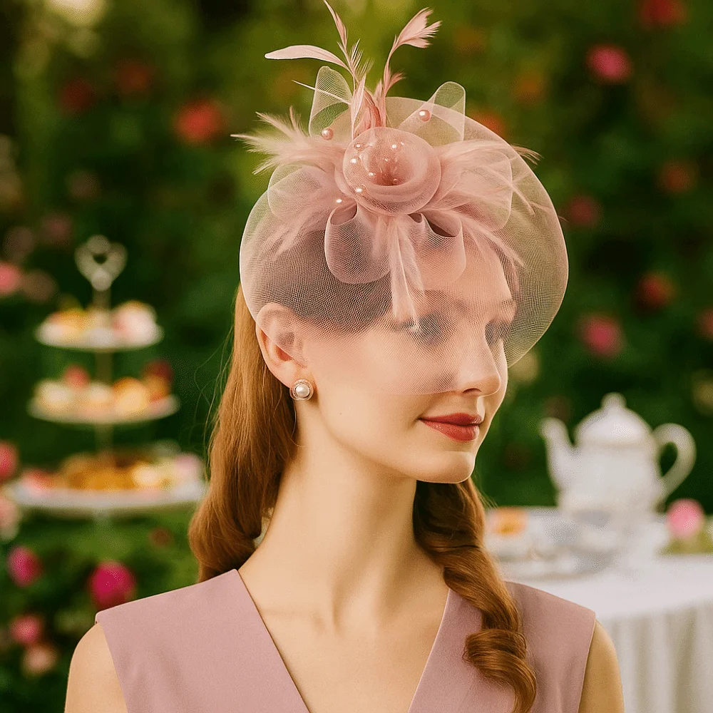 Sweet Elegant Feathers Mesh Headband Retro Luxury Bridal Headband Fancy Headdress Flower Wedding Head Hoop Tea Party