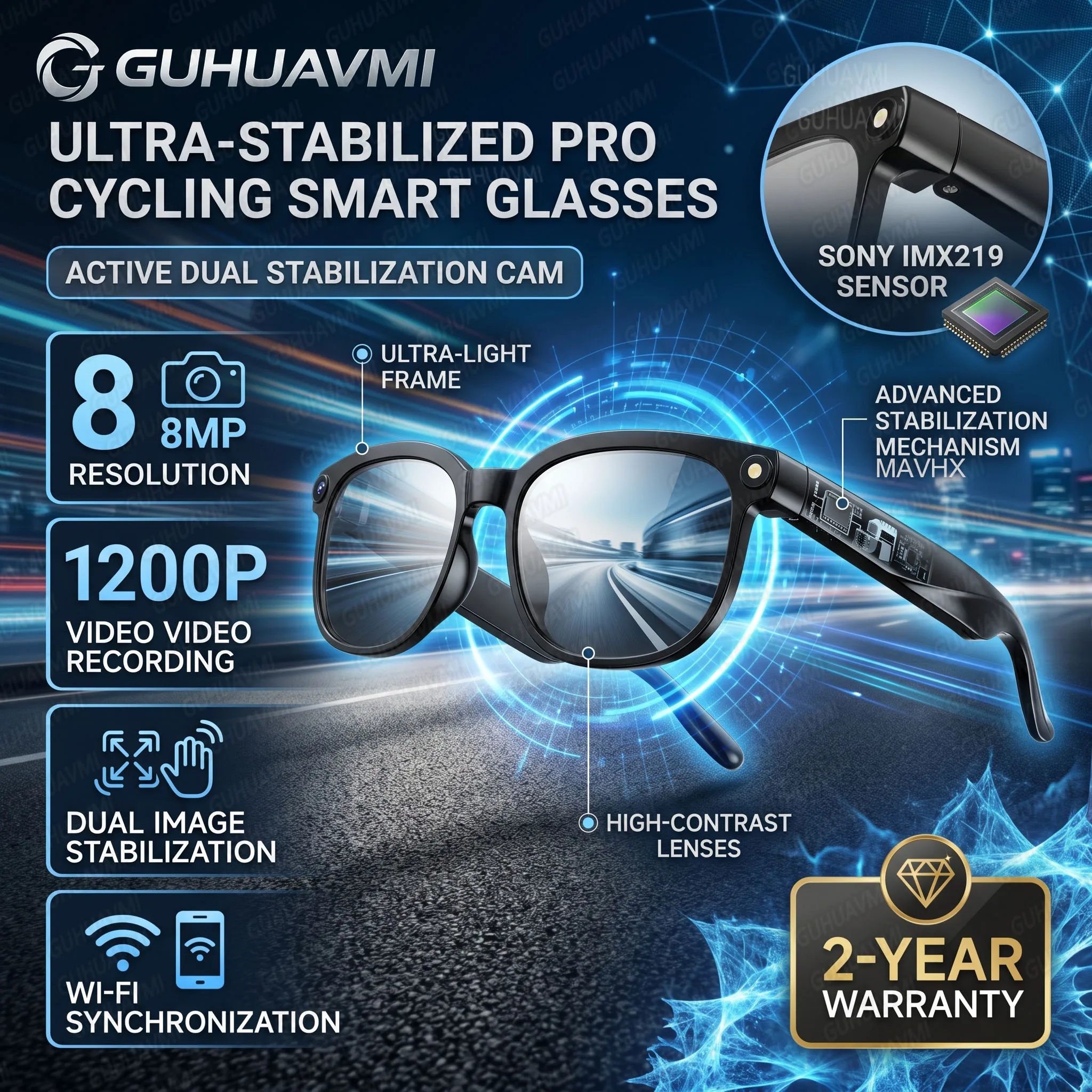 2026 Smart Glasses Sensor 1080P Camera Bluetooth 5.4 Wearable Video Recording AI Voice Outdoor Eyewear TR90 Frame Built-in Mic