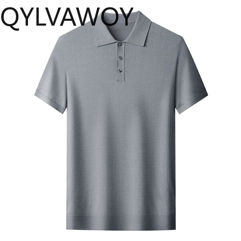 

Рубашки-поло QYLVAWOY из 100% натурального шелка тутового шелкопряда для мужчин, высококачественные летние рубашки-поло Herren с коротким рукавом, дышащие, свободного кроя