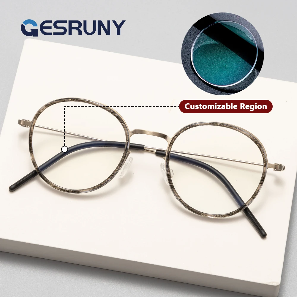 

Gesruny Round Progressive Prescription Glasses Custom Photochromic Myopia Optical Lenses Eyeglasses Reading Eyewear For Women