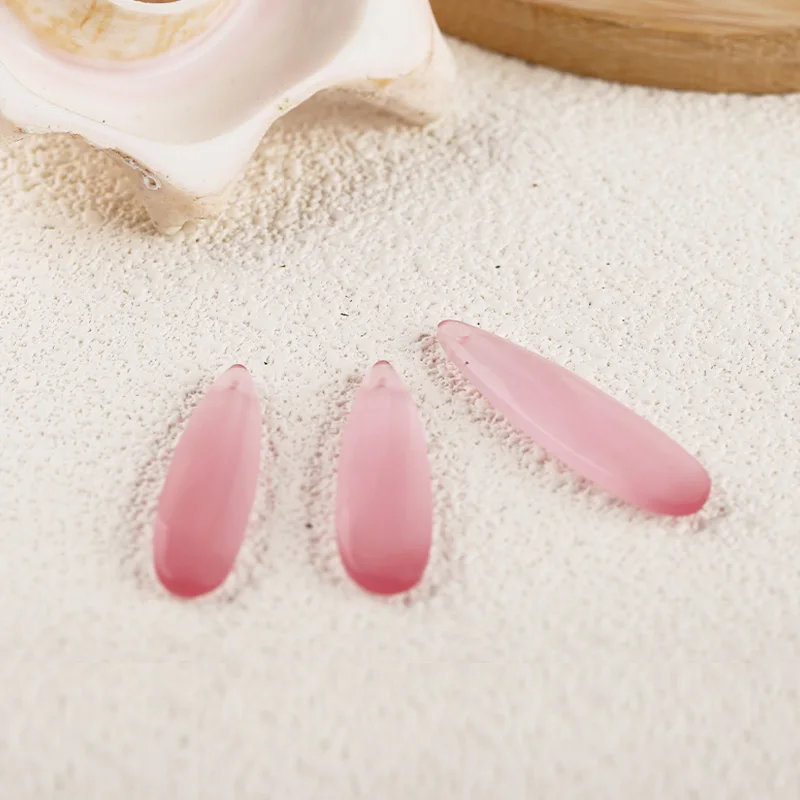Light Pink Onyx Teardrop - shaped Earring Beads Handmade Natural Jewelry  Ear Ornaments 38x9x4mm 2.9g