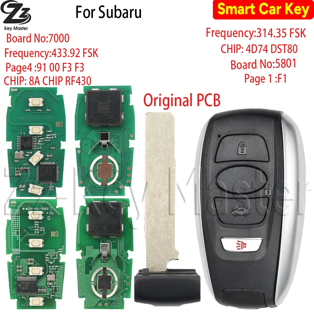 

Zz HYQ14AHK HYQ14AHC 8A/ID74 Chip Proximity Smart Car Remote Key For Subaru Impreza Legacy BRZ Crosstrek Forester Outback Ascent