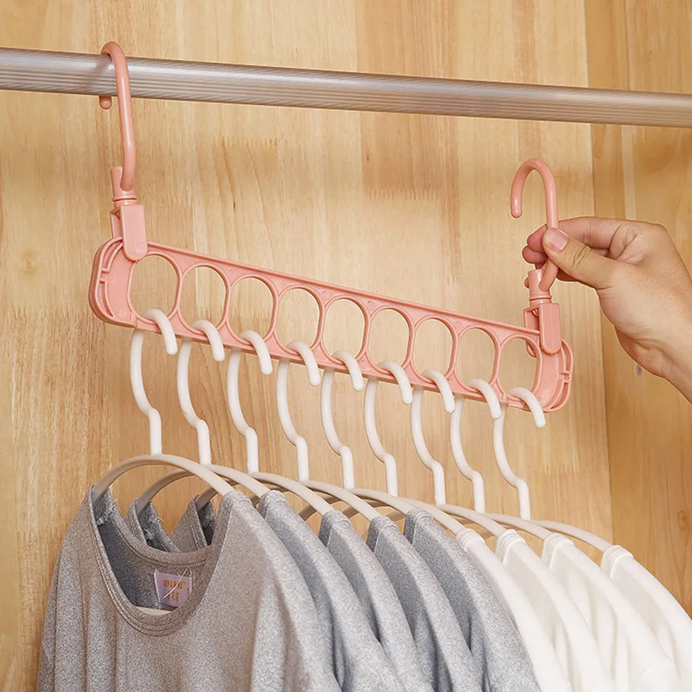 5Pcs 9-Hole Multifunctional Clothes Storage Hangers Organizer Space Saving Rack for Closet Hanger Rack Clothes Storage Hanger