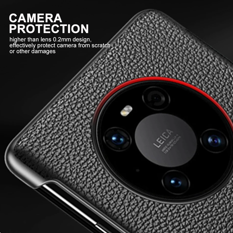 Genuine Leather Flip Cover For Huawei Mate 50 Pro Case Original Mirror Smart Touch View Wake Sleep Up Protection